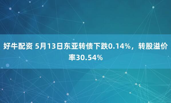 好牛配资 5月13日东亚转债下跌0.14%，转股溢价率30.54%